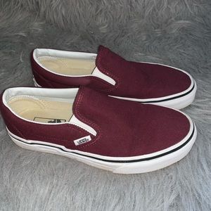 Maroon slip on vans